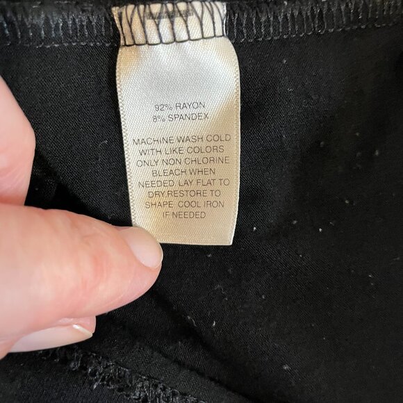 WHBM Pleated Bubble Hem Dress Black Jersey Knit 3/4 Sleeves Scoop Neck Size M - Picture 11 of 11